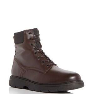 BOSS Mens Brown Heel Pull-Tab Debossed Up Jacob Toe Platform Combat Boots 45